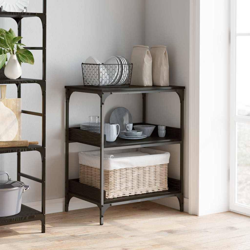 vidaXL Küchentrolley Schwarz Eichen-Optik 60 x 41 x 80,5 cm