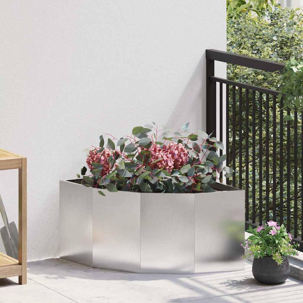 vidaXL Eckpflanzer Silber 60 x 60 x 35 cm Edelstahl