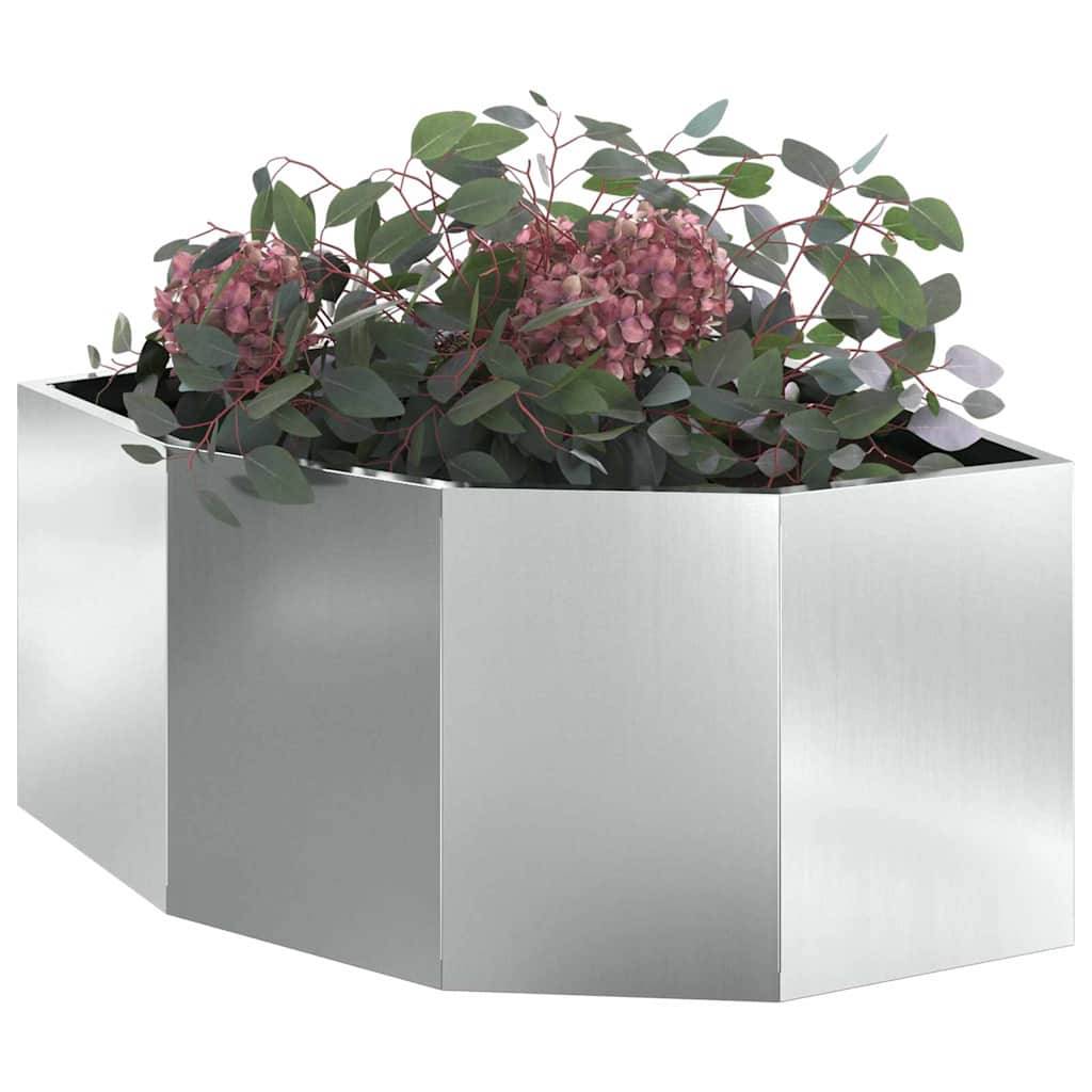 vidaXL Eckpflanzer Silber 60 x 60 x 35 cm Verzinkter Stahl