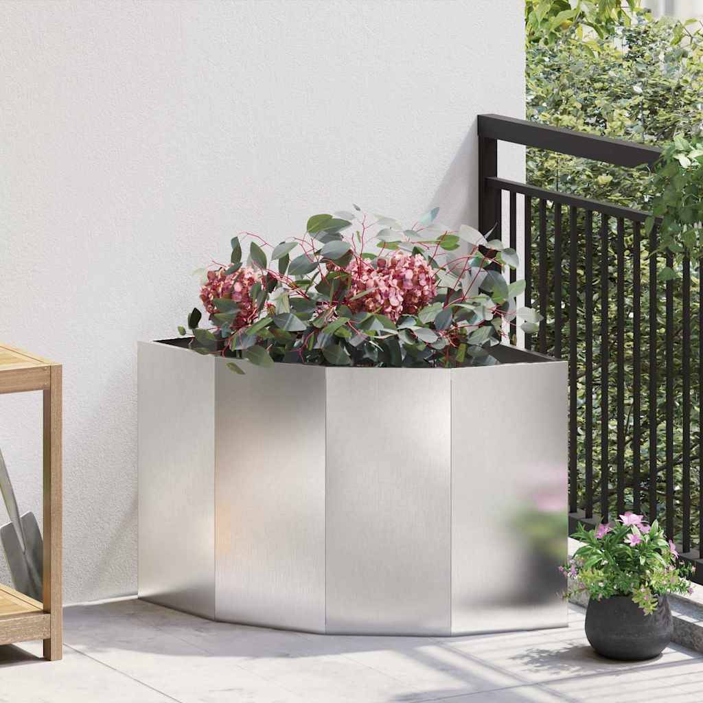 vidaXL Eckpflanzer Silber 60 x 60 x 50 cm Edelstahl