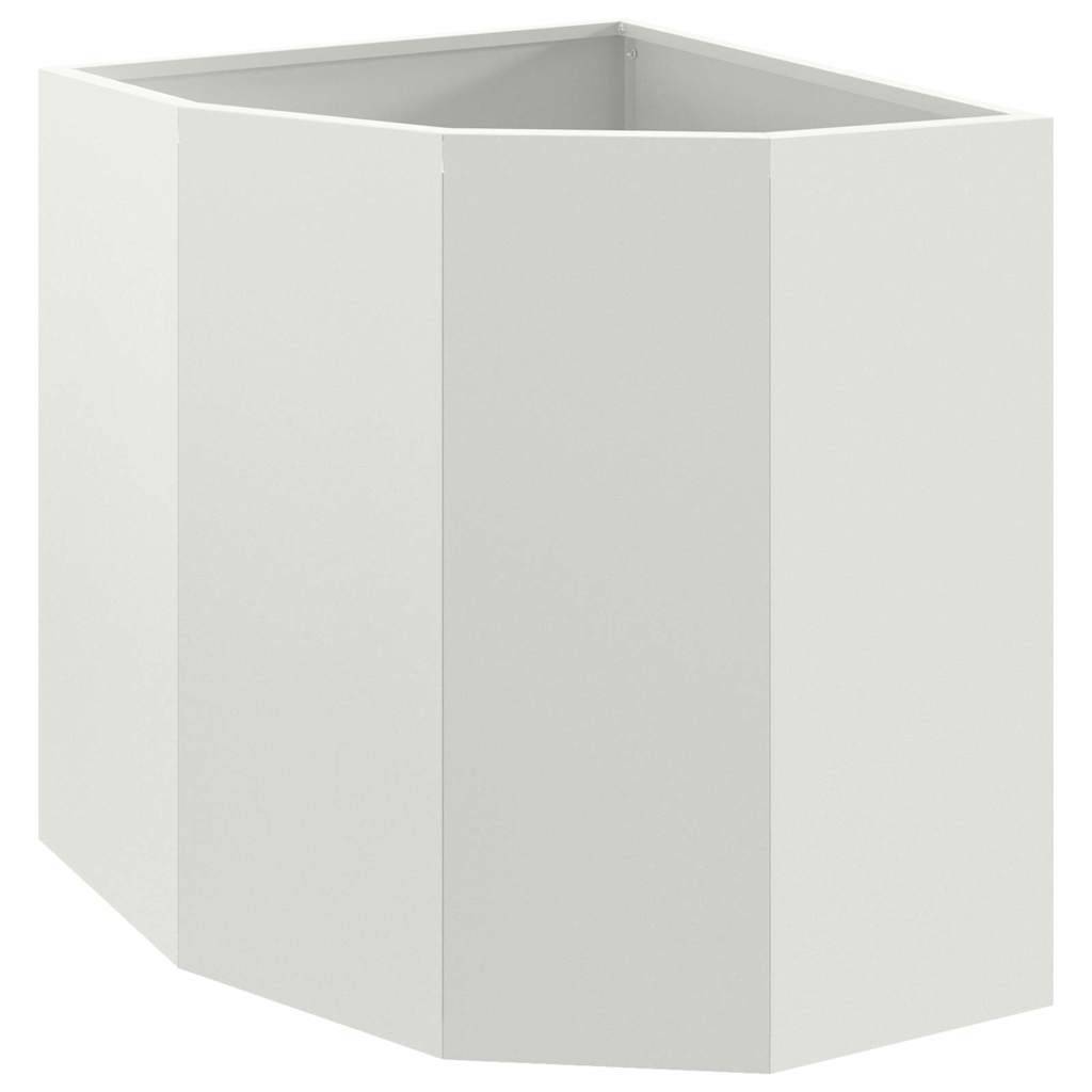 Ein Eckküchenschrank mit matter weißer Oberfläche, der so konzipiert ist, dass er sich perfekt in den Kücheneckenbereich einfügt.