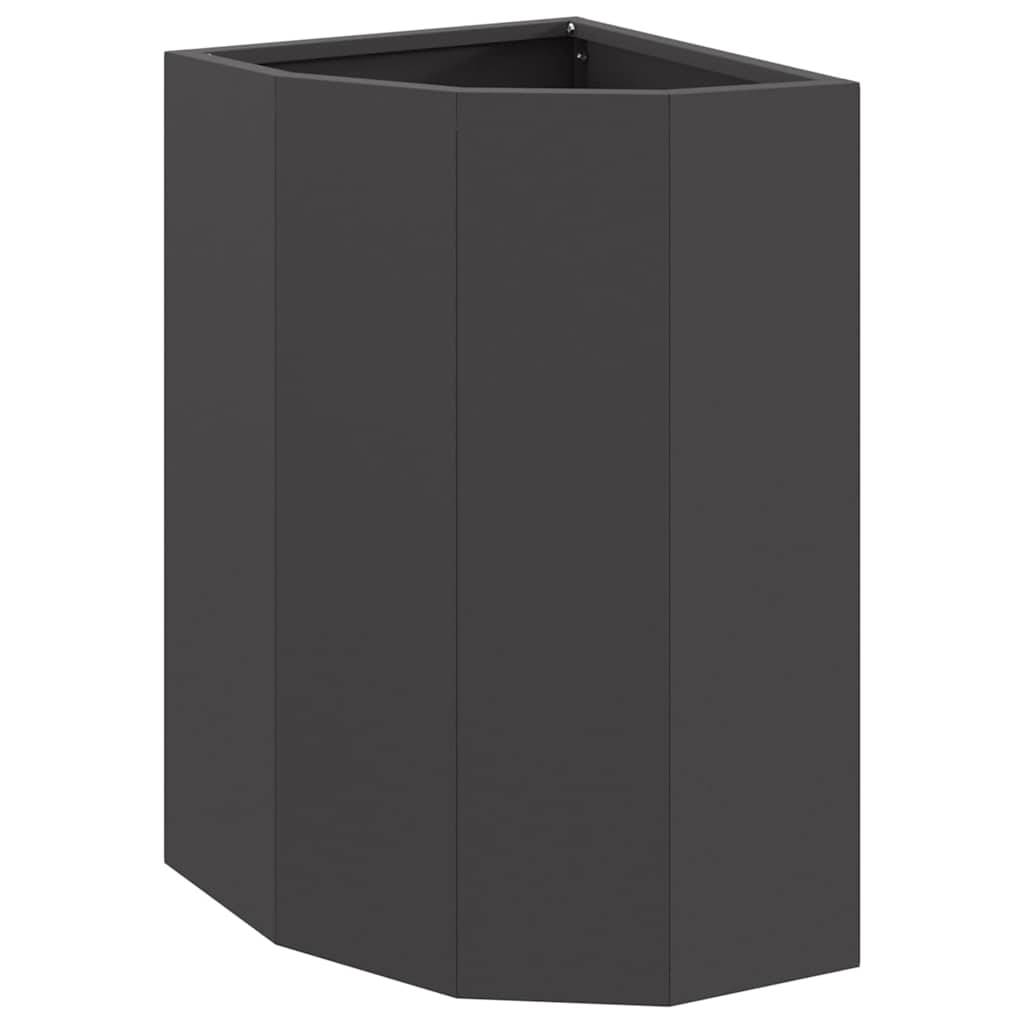 Eine Eckküchenschrank mit matter schwarzer Beschichtung, der ein modernes, eckiges Design zeigt und darauf ausgelegt ist, den Stauraum in kleinen Küchen zu maximieren.
