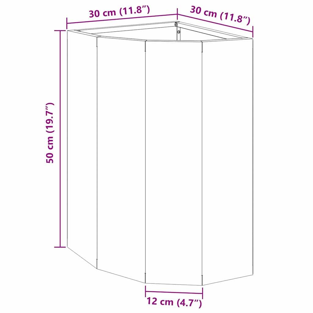 Diagramm einer sechseckigen Struktur mit Abmessungen: Höhe 50 cm (19,7