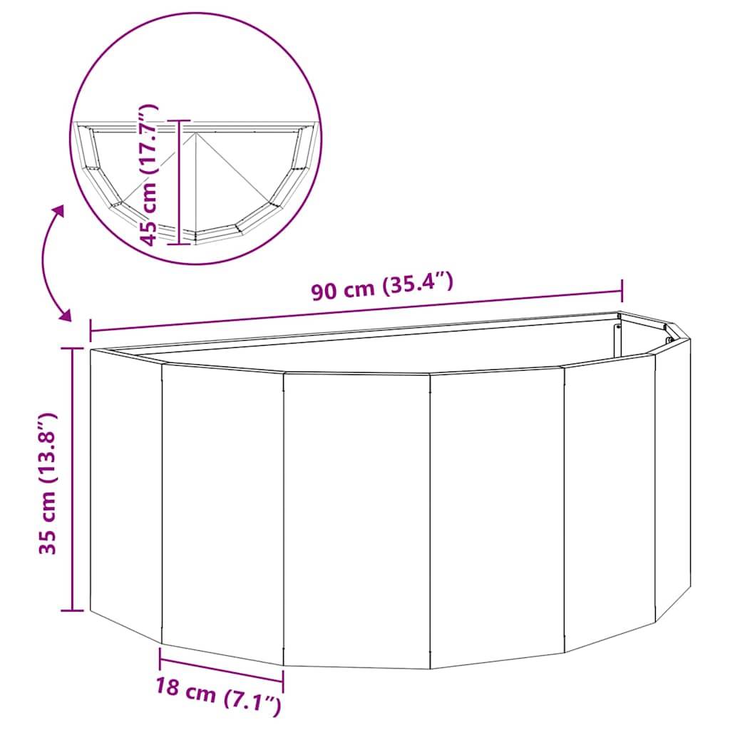 vidaXL Pflanzkübel Schwarz 90 x 45 x 35 cm Stahl
