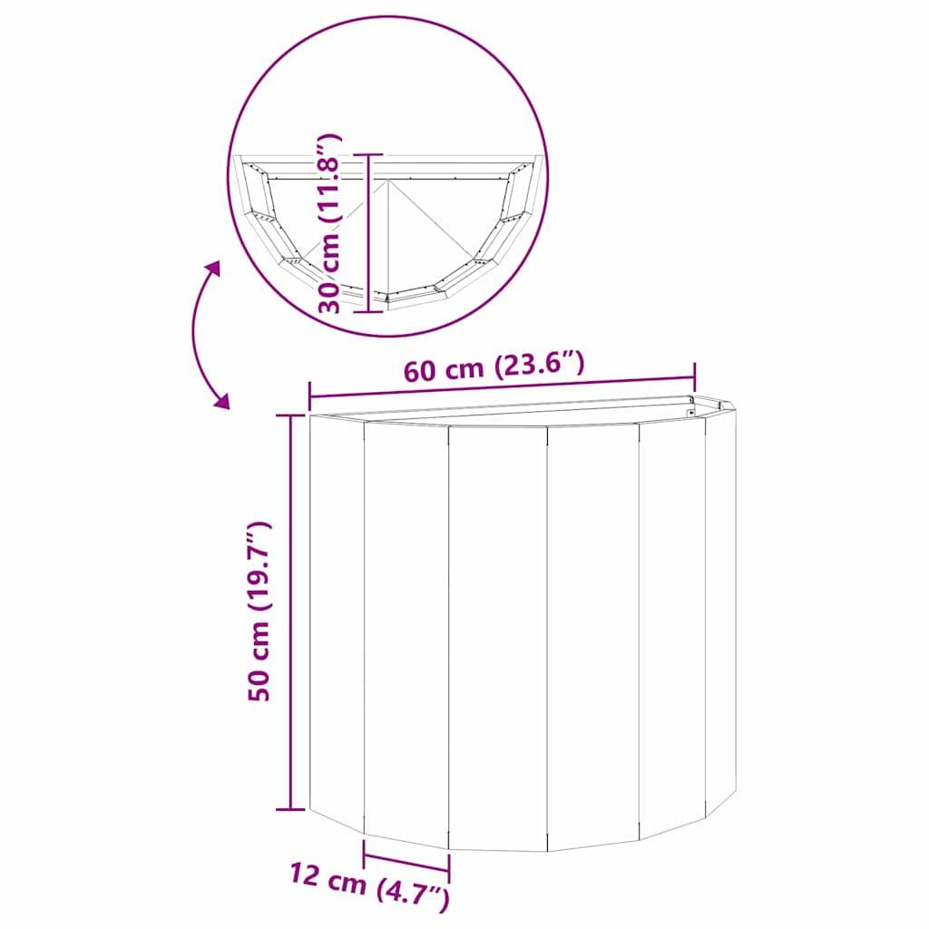 vidaXL Pflanzkübel Silber 60 x 30 x 50 cm Edelstahl
