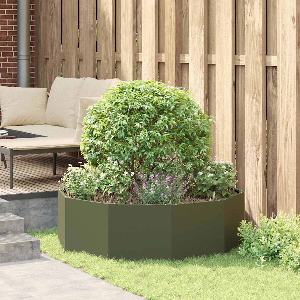 vidaXL Pflanzkübel Olive Grün 120 x 120 x 35 cm Stahl