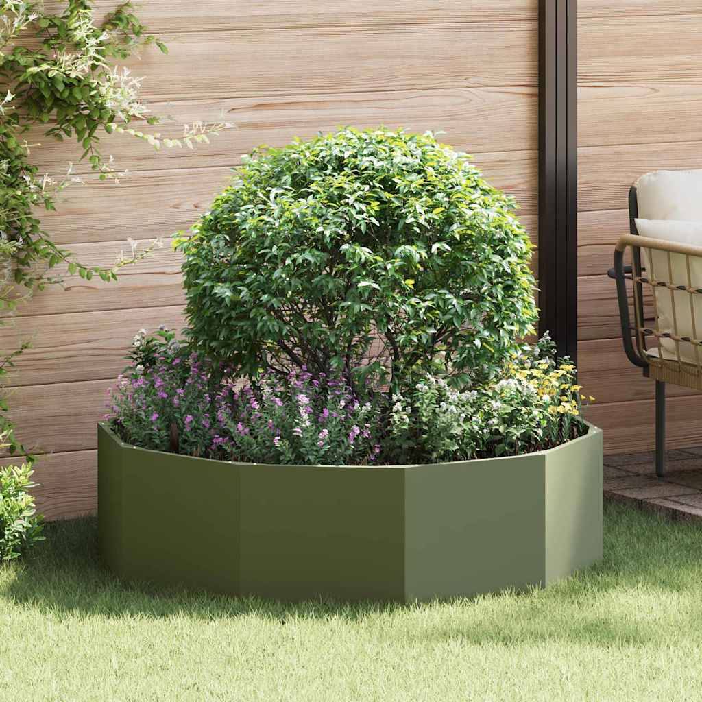 vidaXL Pflanzkübel Olive Grün 120 x 120 x 35 cm Stahl