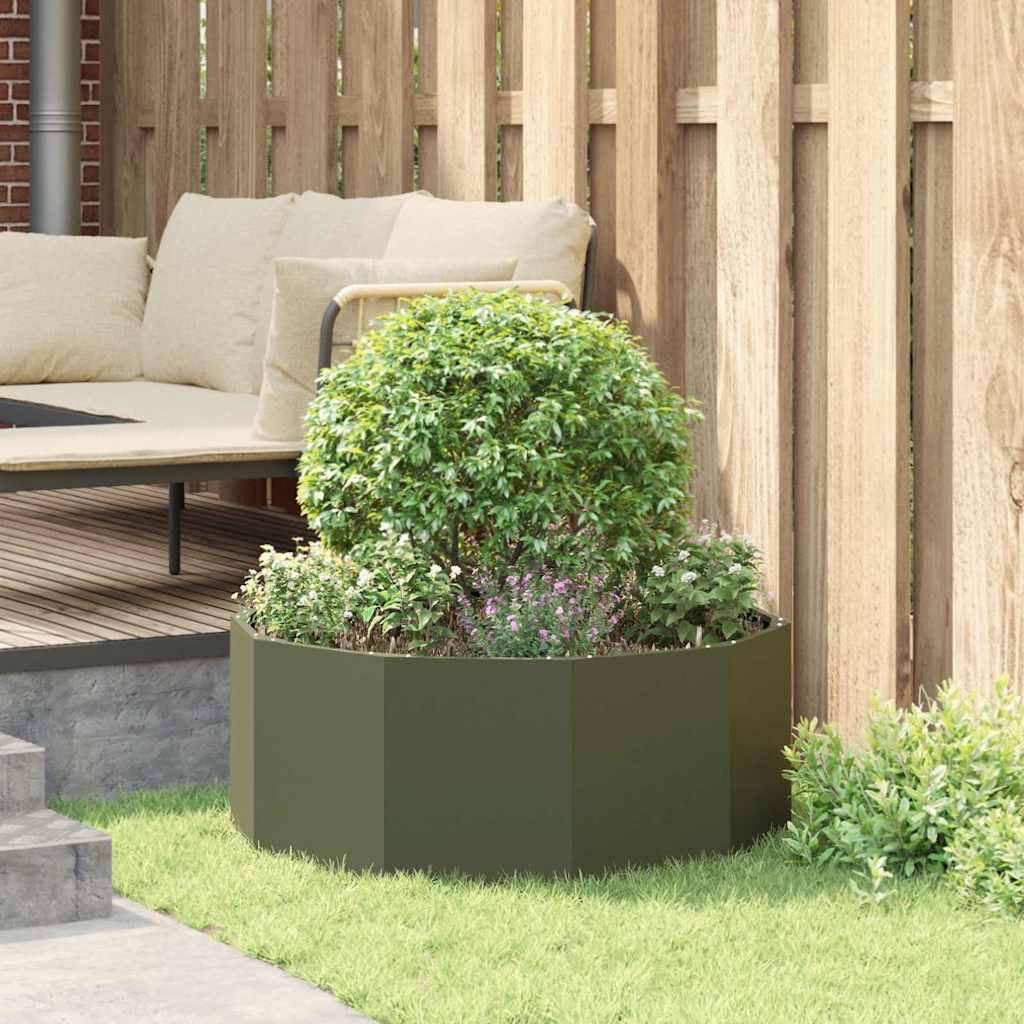 vidaXL Pflanzkübel Olive Grün 90 x 90 x 35 cm Stahl