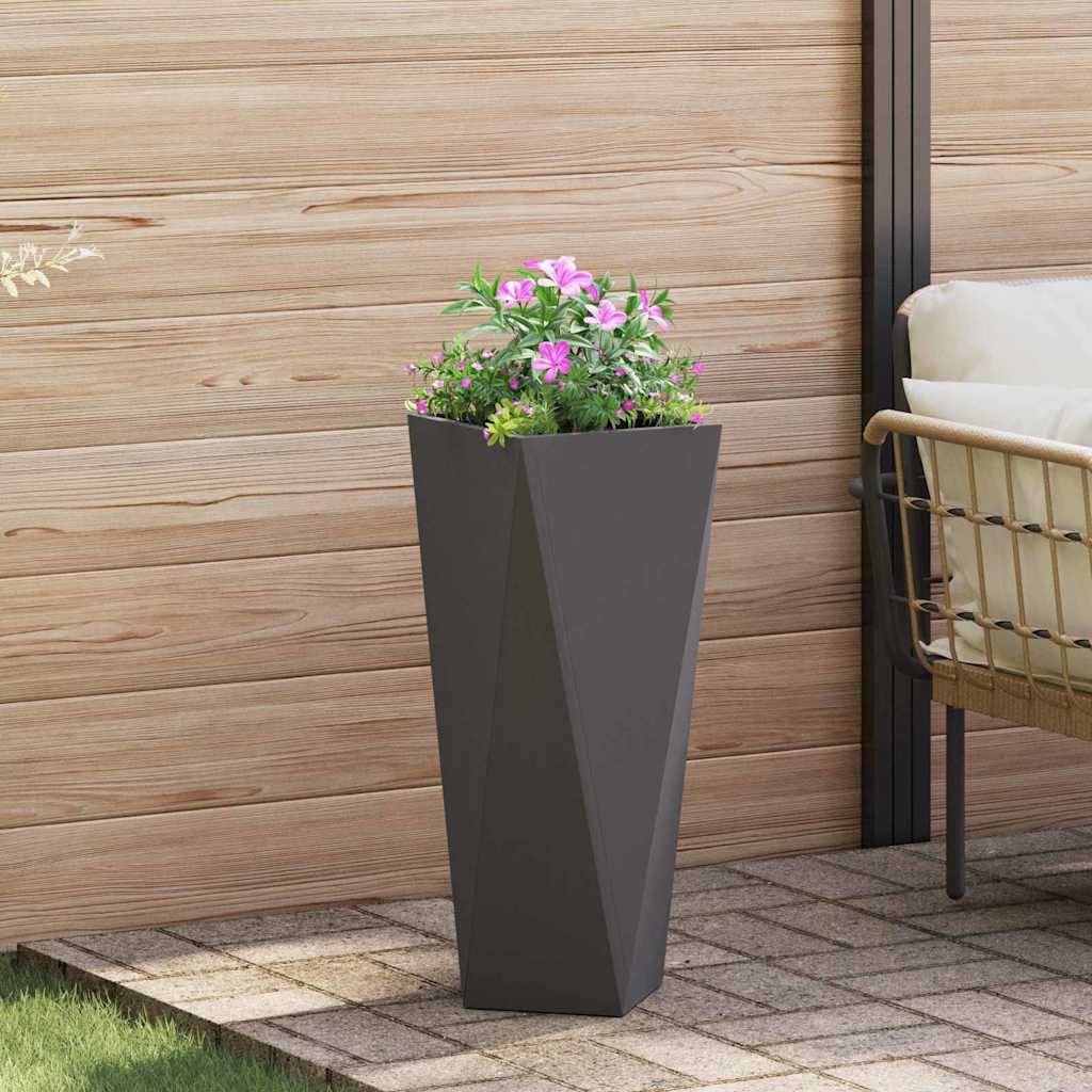 vidaXL Pflanzkübel 2 pcs Schwarz 30 x 30 x 75 cm Stahl