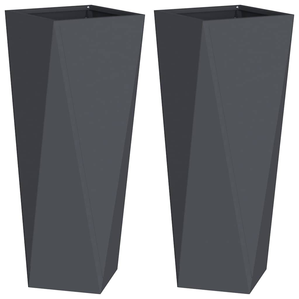 vidaXL Pflanzkübel 2 pcs Anthrazit 30 x 30 x 75 cm Stahl