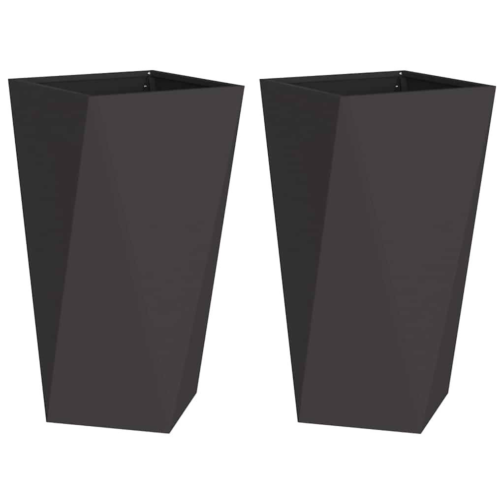vidaXL Pflanzkübel 2 pcs Schwarz 40 x 40 x 75 cm Stahl