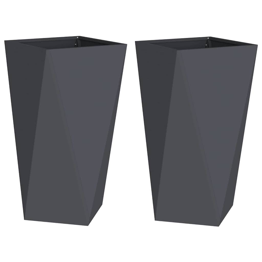 vidaXL Pflanzkübel 2 pcs Anthrazit 40 x 40 x 75 cm Stahl