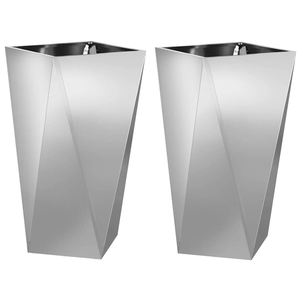 vidaXL Pflanzkübel 2 pcs Silber 40 x 40 x 75 cm Verzinkter Stahl
