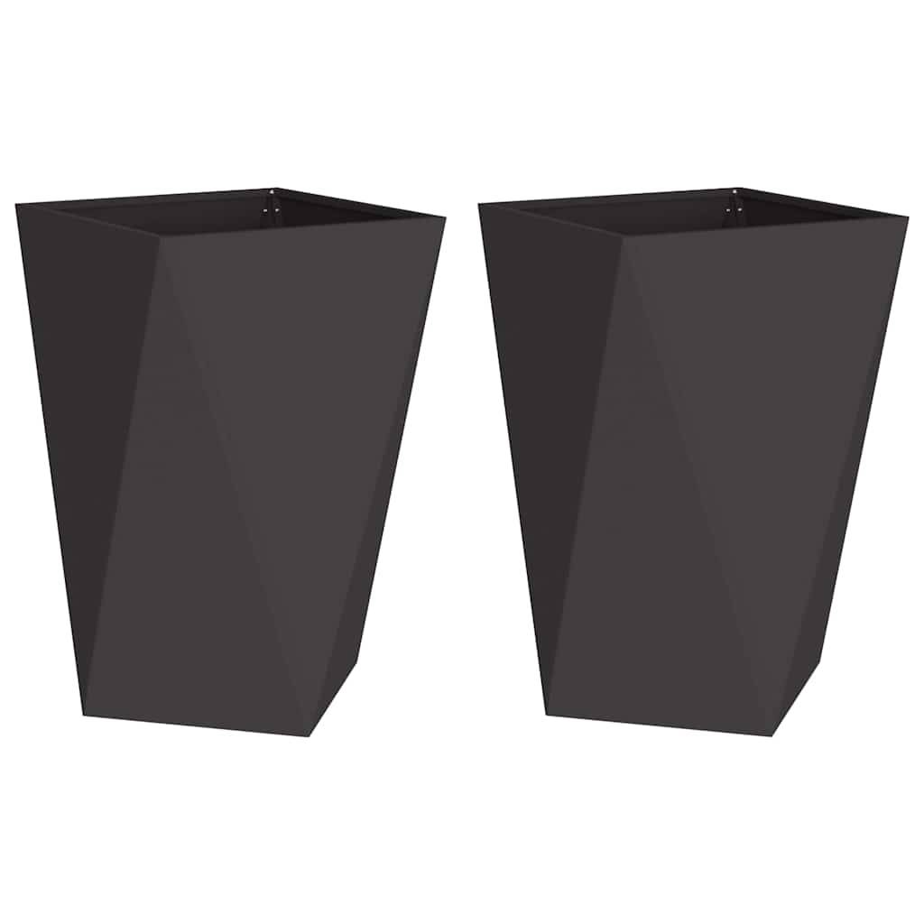 vidaXL Pflanzkübel 2 pcs Schwarz 50 x 50 x 75 cm Stahl