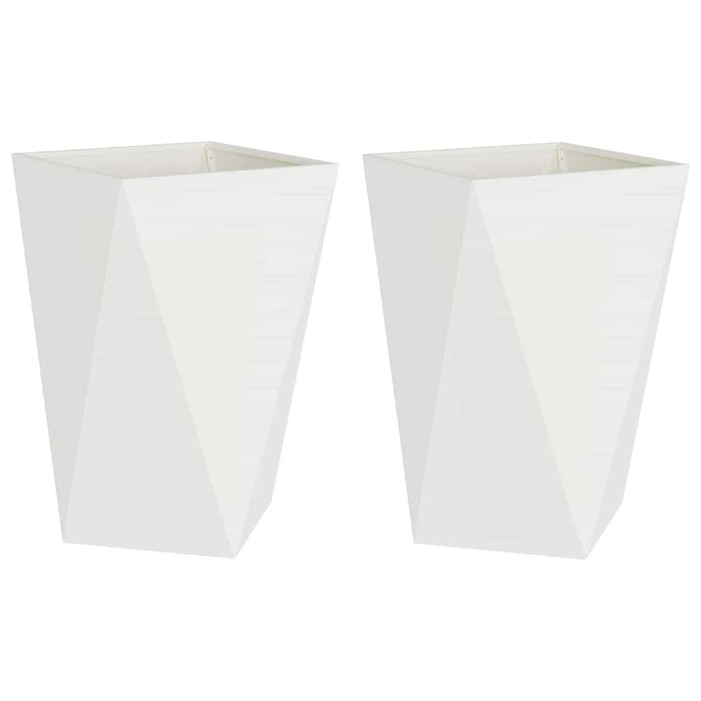 vidaXL Pflanzkübel 2 pcs Weiß 50 x 50 x 75 cm Stahl
