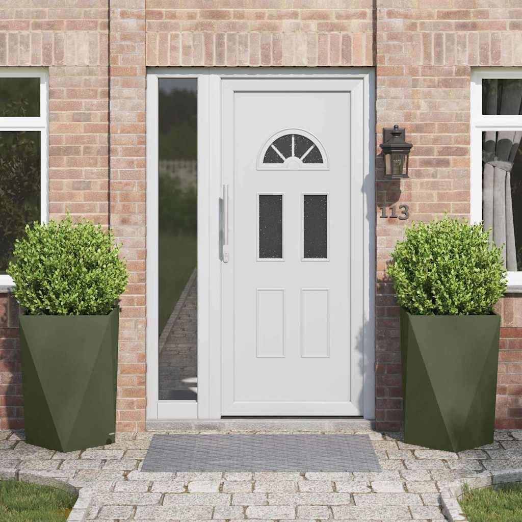 vidaXL Pflanzkübel 2 pcs Olive Grün 50 x 50 x 75 cm Stahl