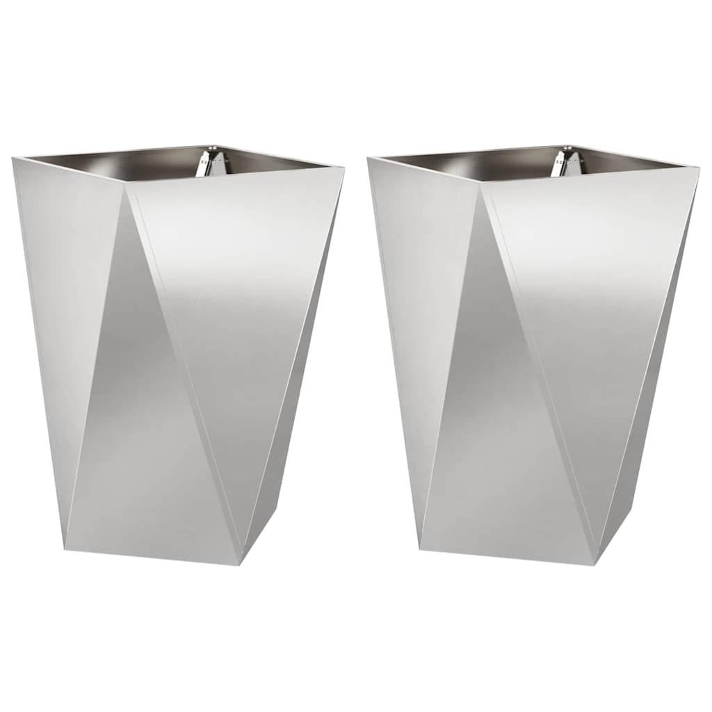 vidaXL Pflanzkübel 2 pcs Silber 50 x 50 x 75 cm Edelstahl