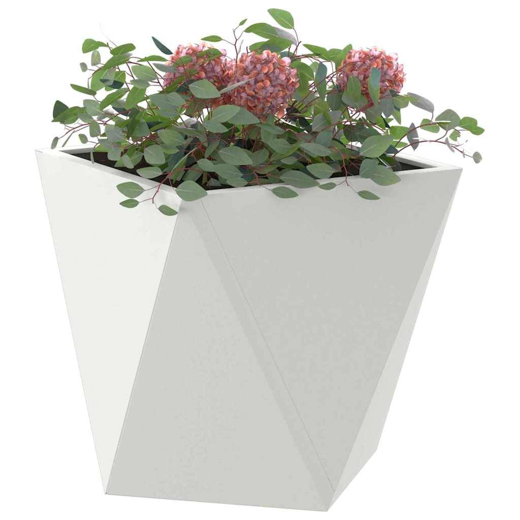 vidaXL Pflanzkübel Weiß 30 x 30 x 30 cm Stahl