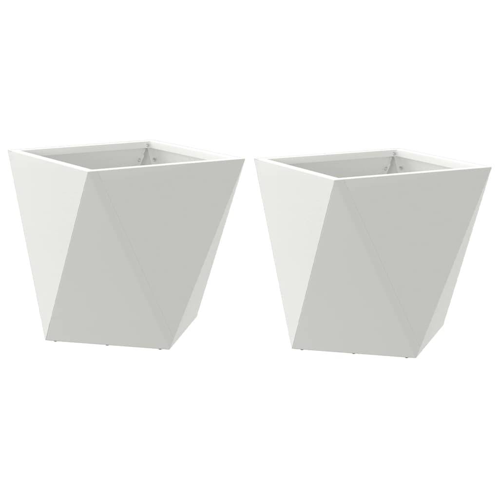 vidaXL Pflanzkübel 2 pcs Weiß 30 x 30 x 30 cm Stahl