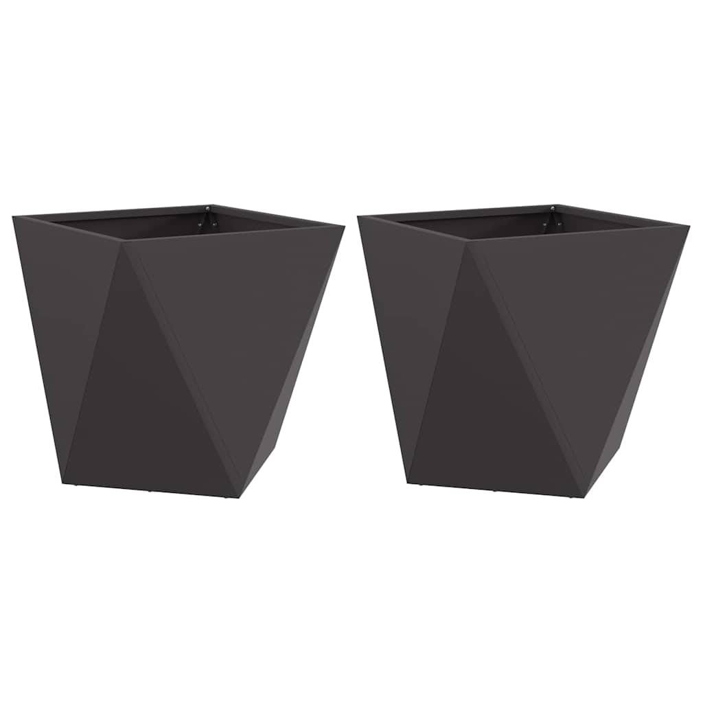 vidaXL Pflanzkübel 2 pcs Schwarz 40 x 40 x 40 cm Stahl