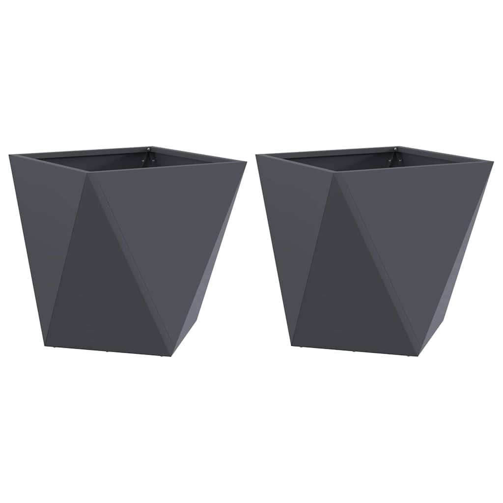 vidaXL Pflanzkübel 2 pcs Anthrazit 50 x 50 x 50 cm Stahl