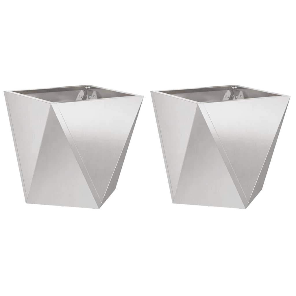 vidaXL Pflanzkübel 2 pcs Silber 40 x 40 x 40 cm Edelstahl