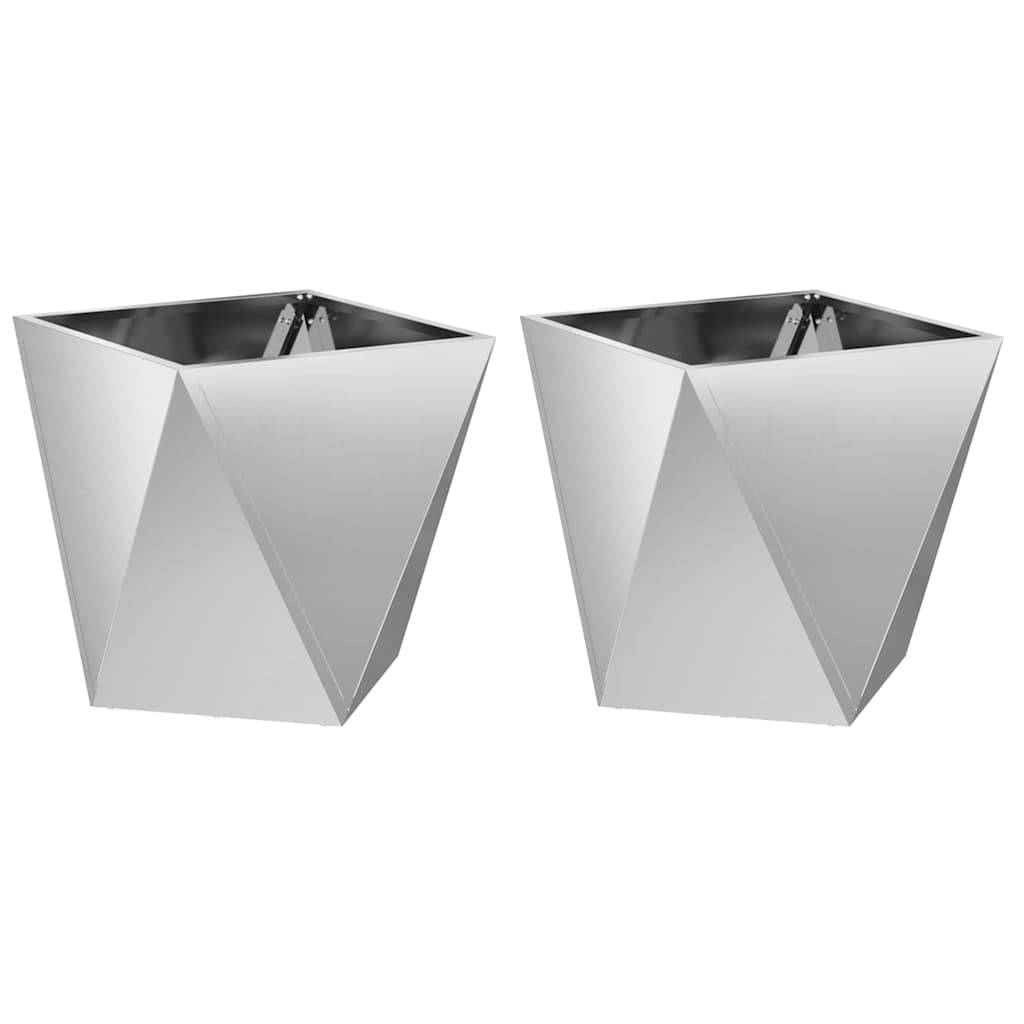 vidaXL Pflanzkübel 2 pcs Silber 40 x 40 x 40 cm Verzinkter Stahl