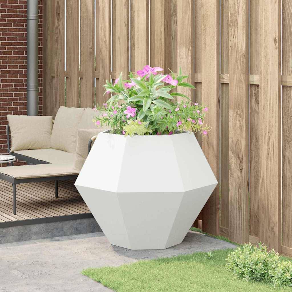 vidaXL Pflanzkübel Weiß 100 x 100 x 80 cm Stahl