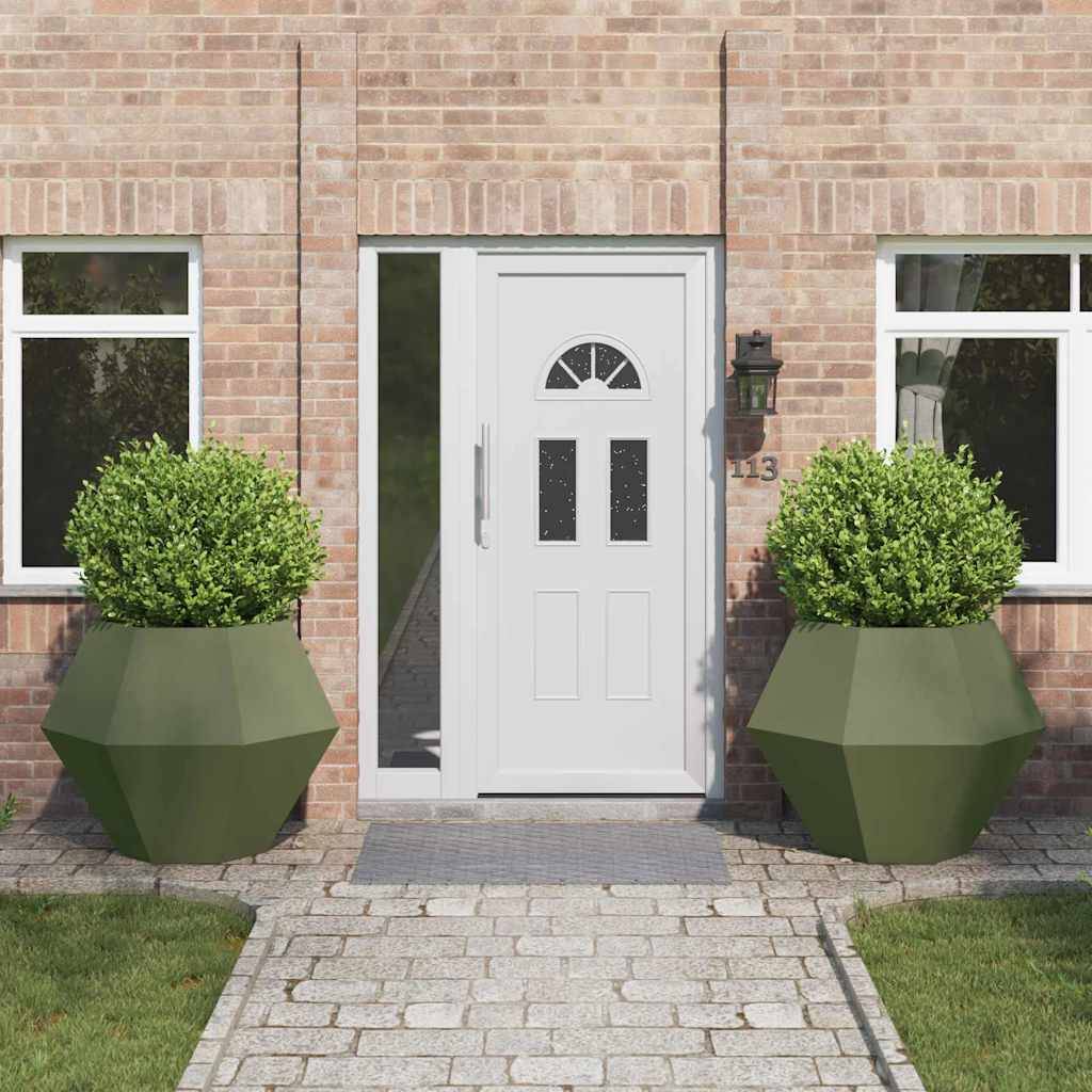 vidaXL Pflanzkübel 2 pcs Olive Grün 100 x 100 x 80 cm Stahl