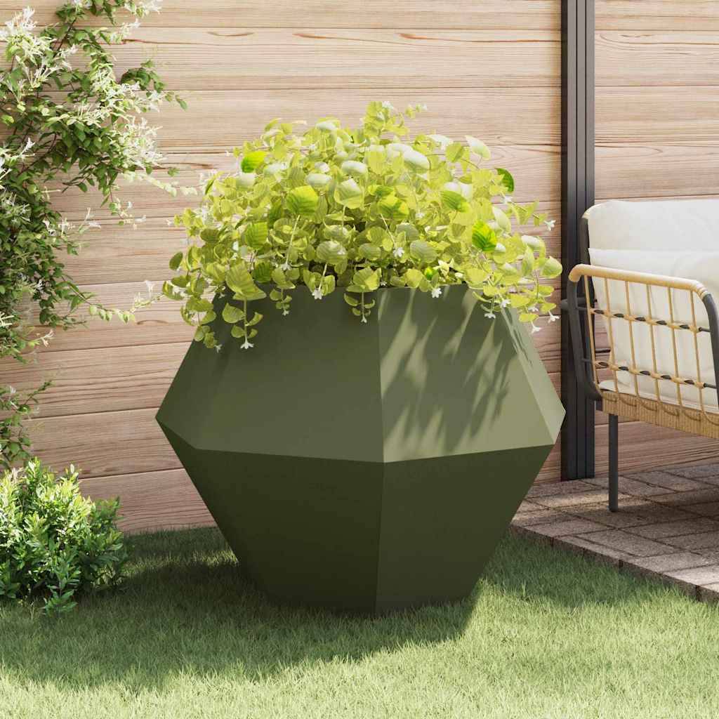 vidaXL Pflanzkübel 2 pcs Olive Grün 100 x 100 x 80 cm Stahl