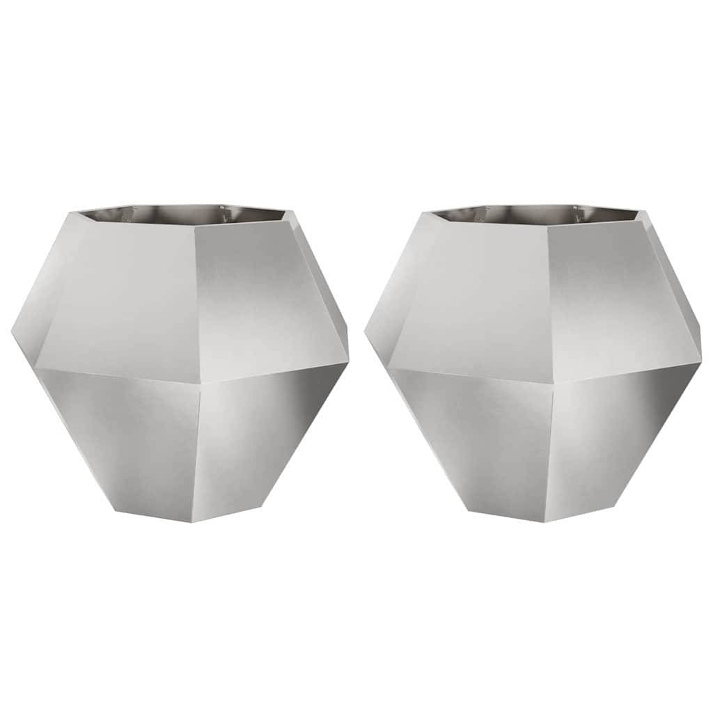 vidaXL Pflanzkübel 2 pcs Silber 100 x 100 x 80 cm Edelstahl