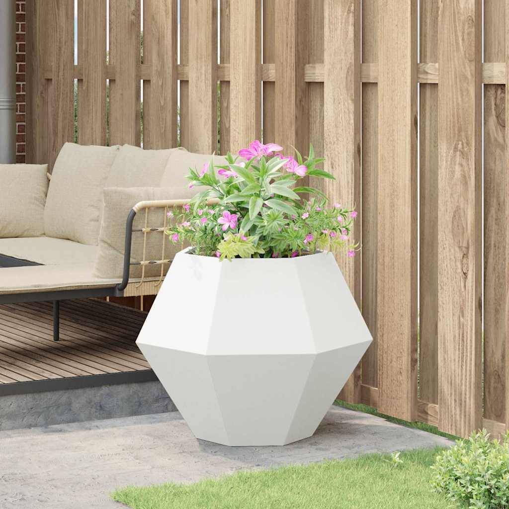 vidaXL Pflanzkübel Weiß 75 x 75 x 60 cm Stahl