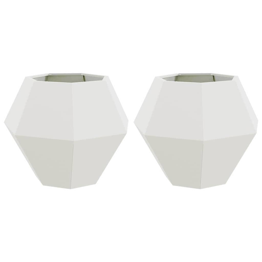 vidaXL Pflanzkübel 2 pcs Weiß 75 x 75 x 60 cm Stahl