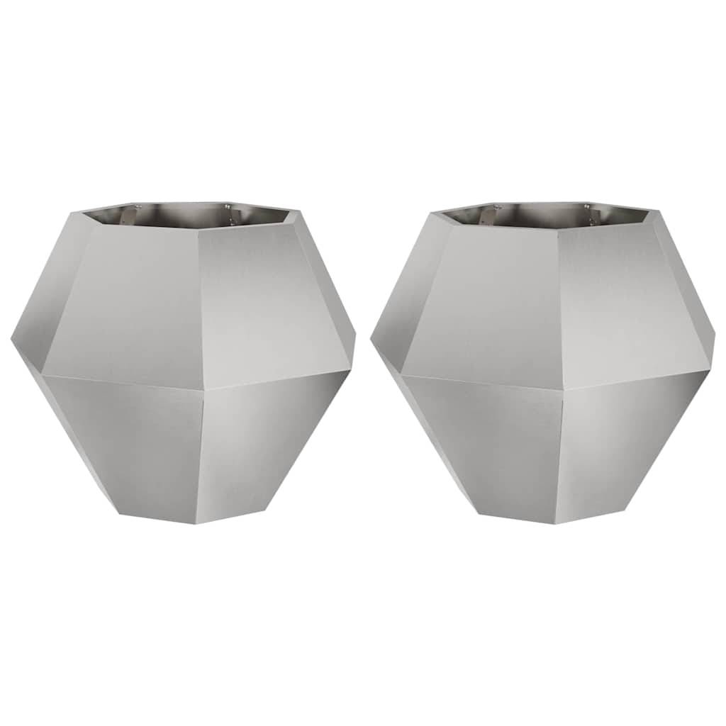 vidaXL Pflanzkübel 2 pcs Silber 75 x 75 x 60 cm Edelstahl