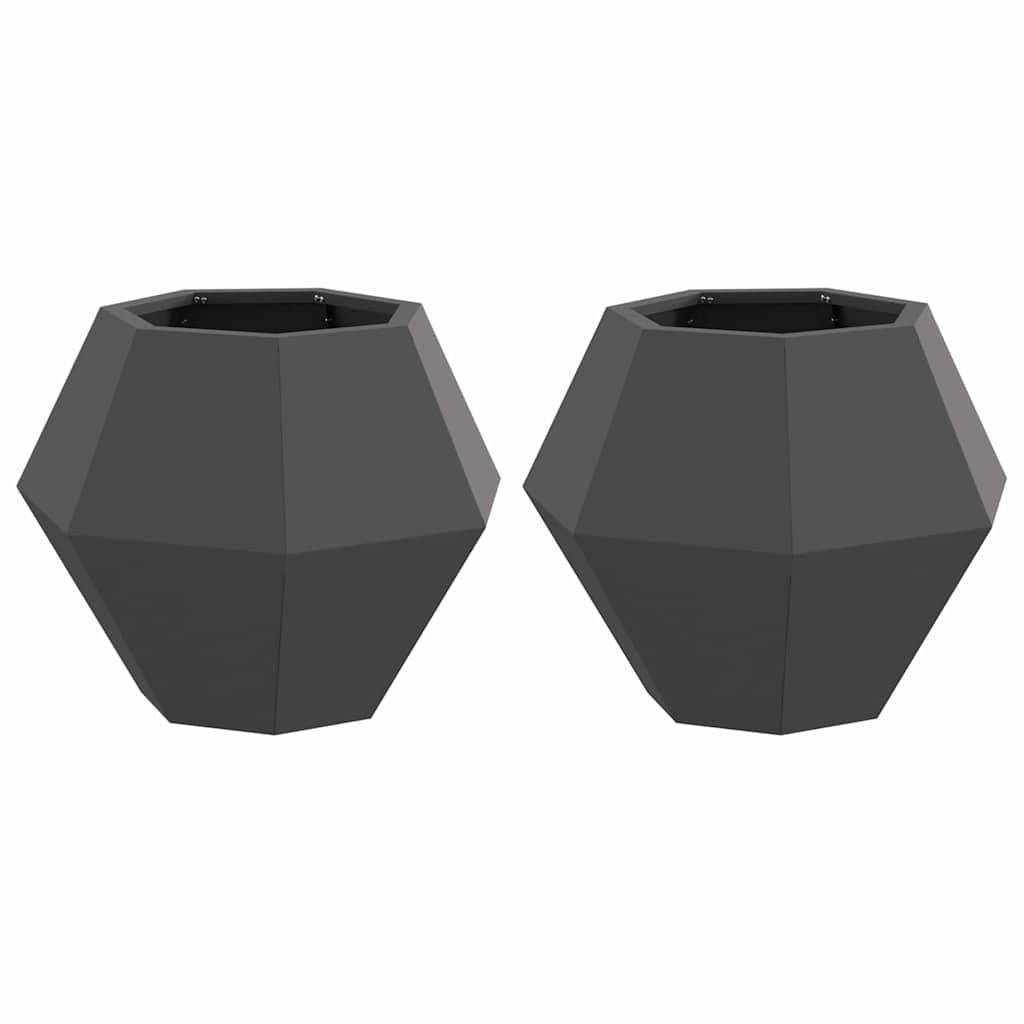 vidaXL Pflanzkübel 2 pcs Schwarz 50 x 50 x 40 cm Stahl