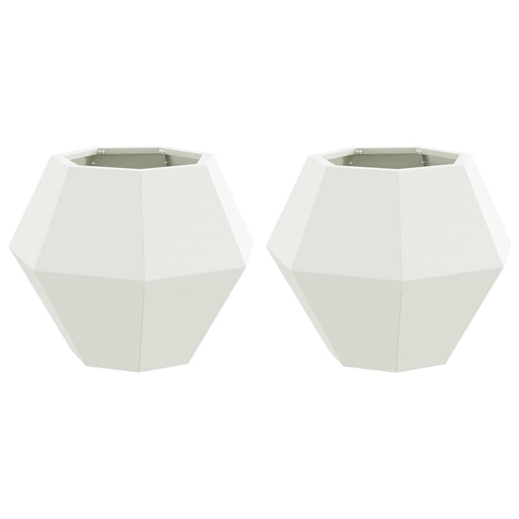 vidaXL Pflanzkübel 2 pcs Weiß 50 x 50 x 40 cm Stahl