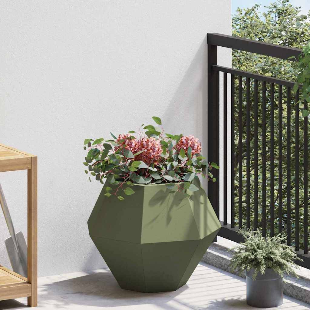 vidaXL Pflanzkübel 2 pcs Olive Grün 50 x 50 x 40 cm Stahl