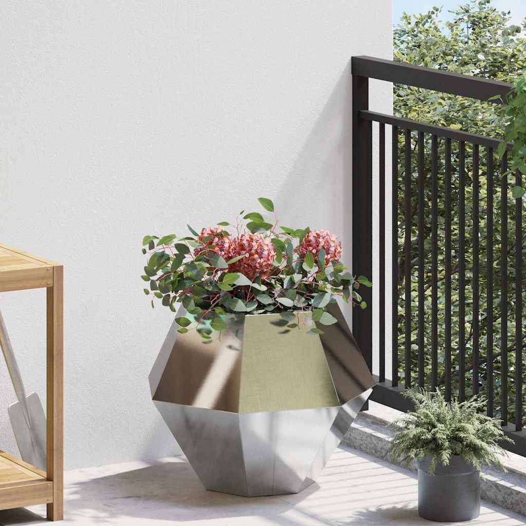 vidaXL Pflanzkübel Silber 50 x 50 x 40 cm Edelstahl