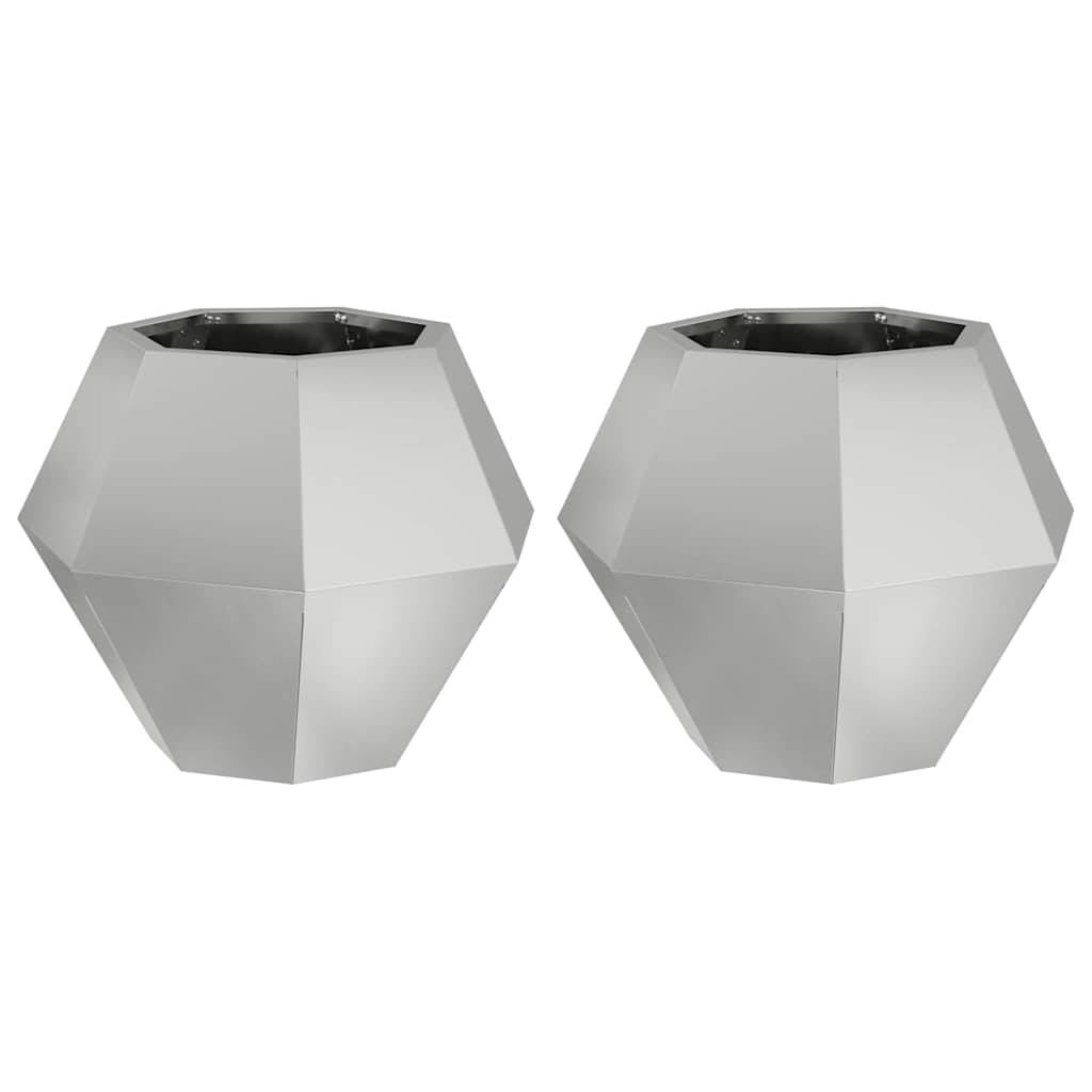 vidaXL Pflanzkübel 2 pcs Silber 50 x 50 x 40 cm Verzinkter Stahl