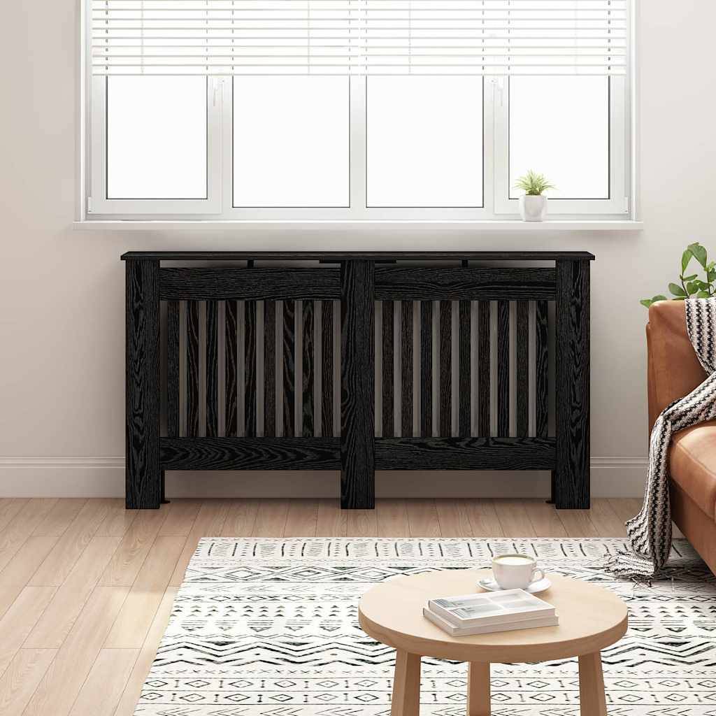 vidaXL Heizkörperabdeckung Schwarz Eichen-Optik 152 x 19 x 81,5 cm