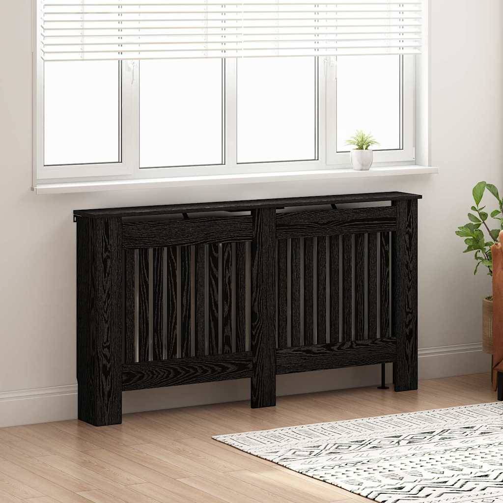 vidaXL Heizkörperabdeckung Schwarz Eichen-Optik 152 x 19 x 81,5 cm