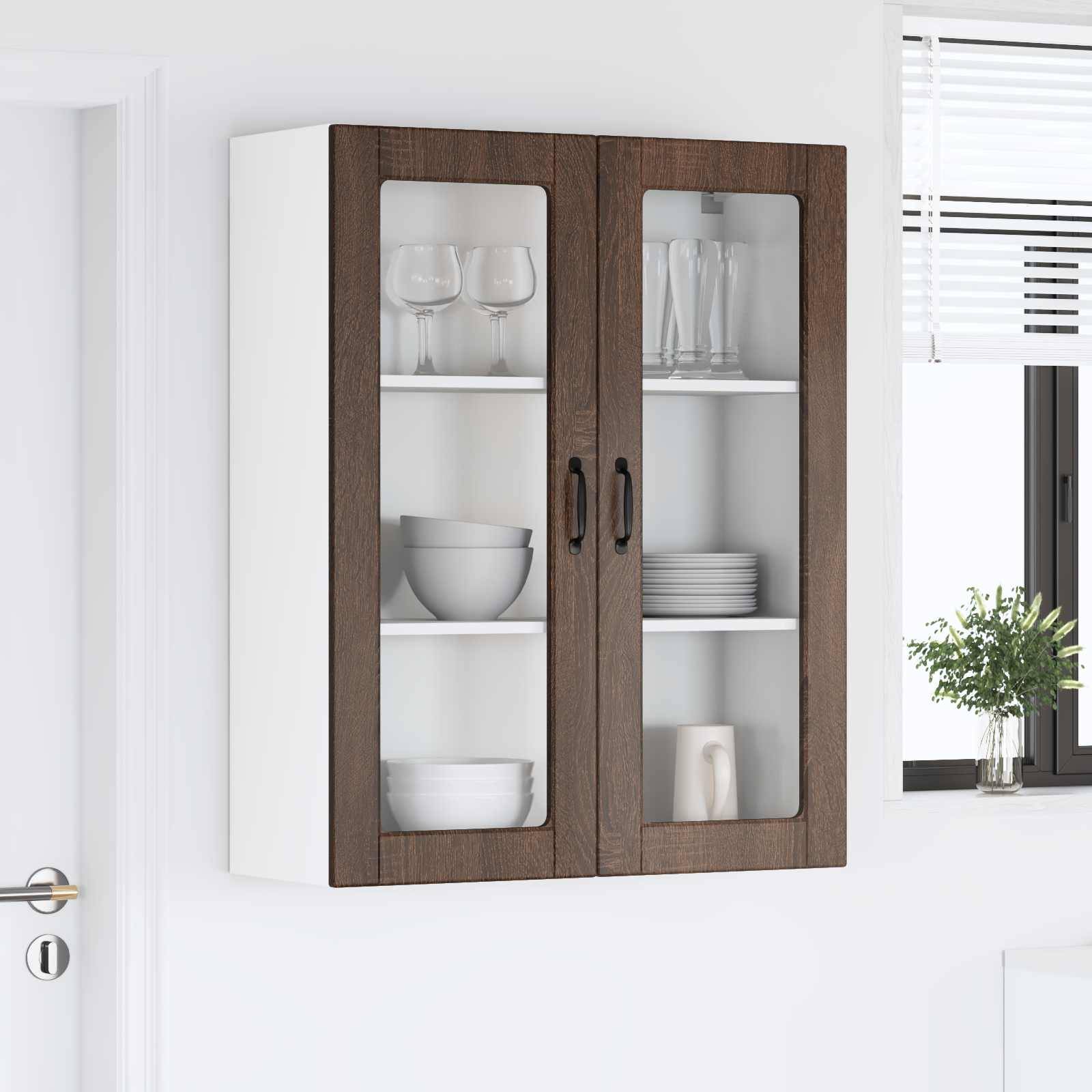 vidaXL Küchenwandschrank mit Tür Lucca Brauneiche 80 x 31 x 100 cm