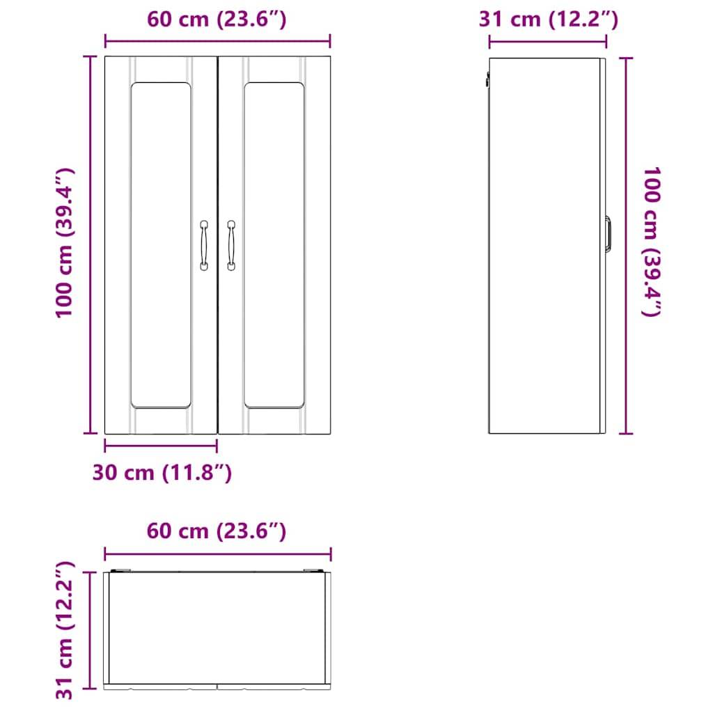 vidaXL Küchenwandschrank Wandmontiert Lucca Betongrau 60 x 31 x 100 cm