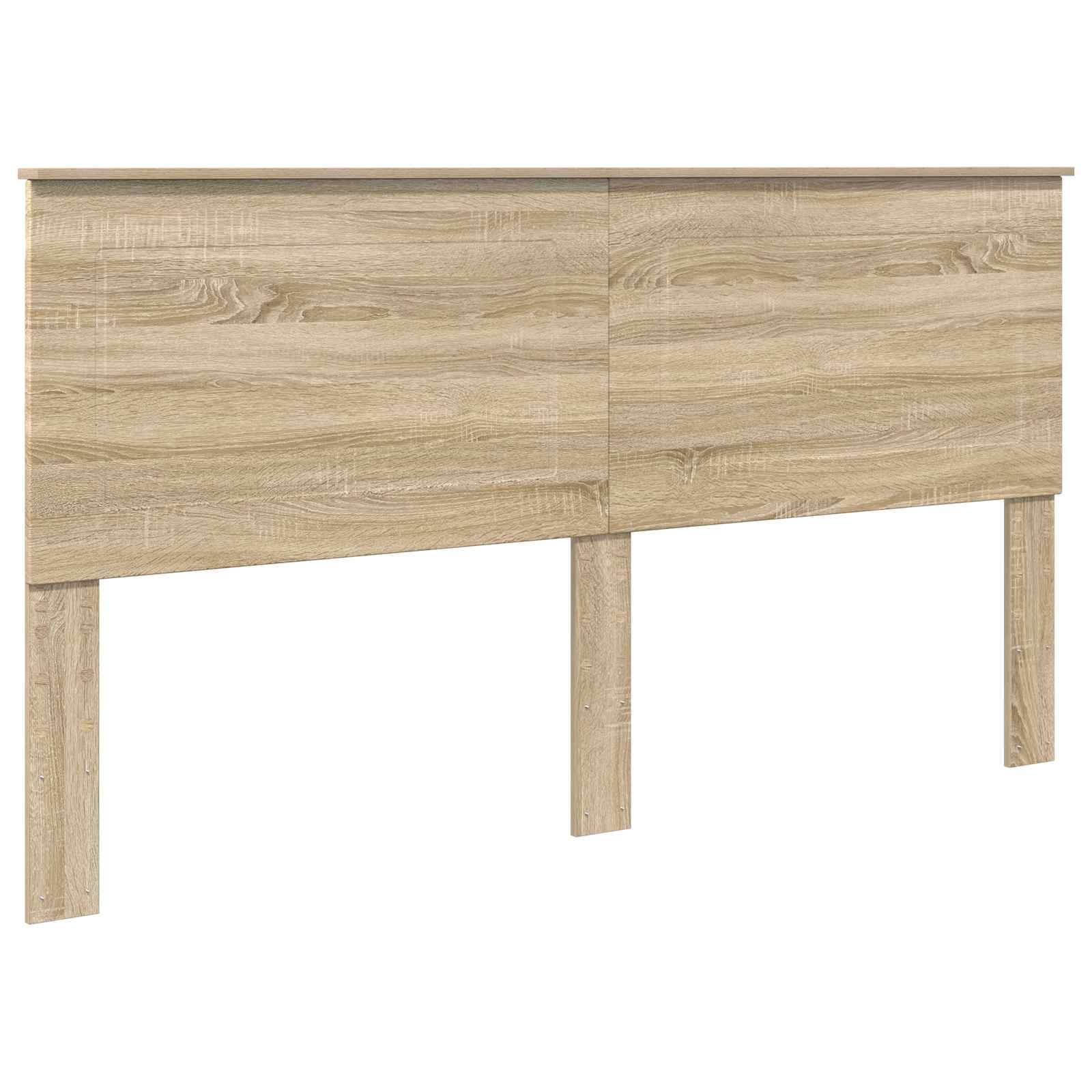 Holzkopfteil mit hellem Eichenfinish, mit einem einfachen, rechteckigen Design und geraden Beinen. Geeignet für einen Bettrahmen.
