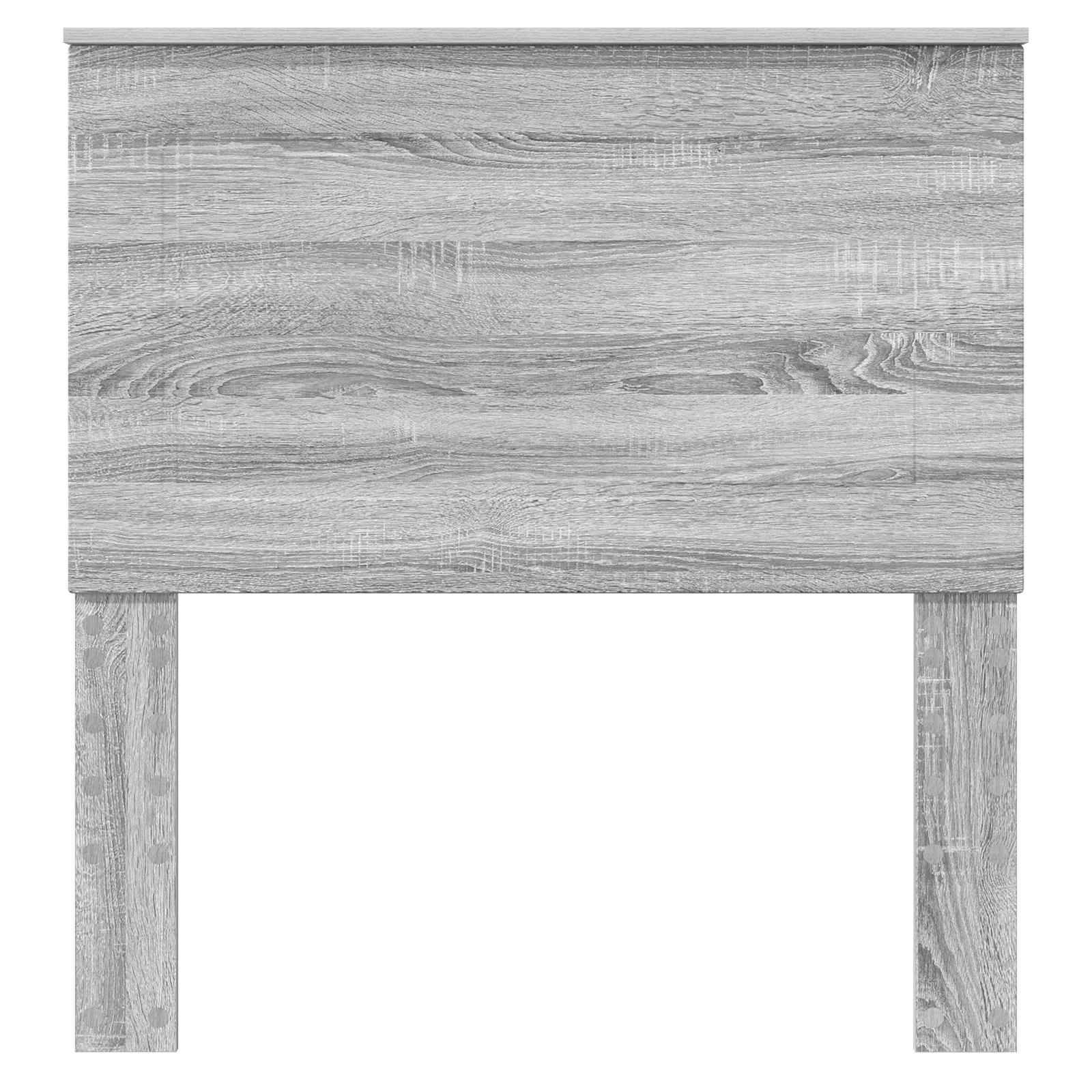 Ein grauer Kopfteil mit Holzstruktur, geraden Linien und schlichtem Design, passend für moderne Schlafzimmerdekoration.