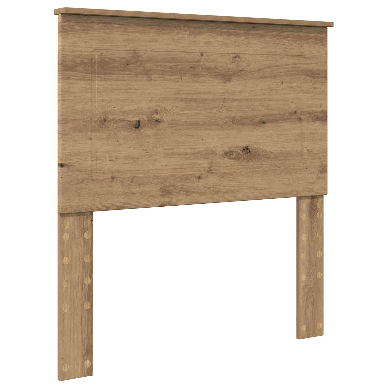 Holzkopfteil mit natürlicher Oberfläche, das ein einfaches rechteckiges Design aufweist. Es hat eine glatte Oberfläche mit sichtbaren Holzmaserungsmustern.