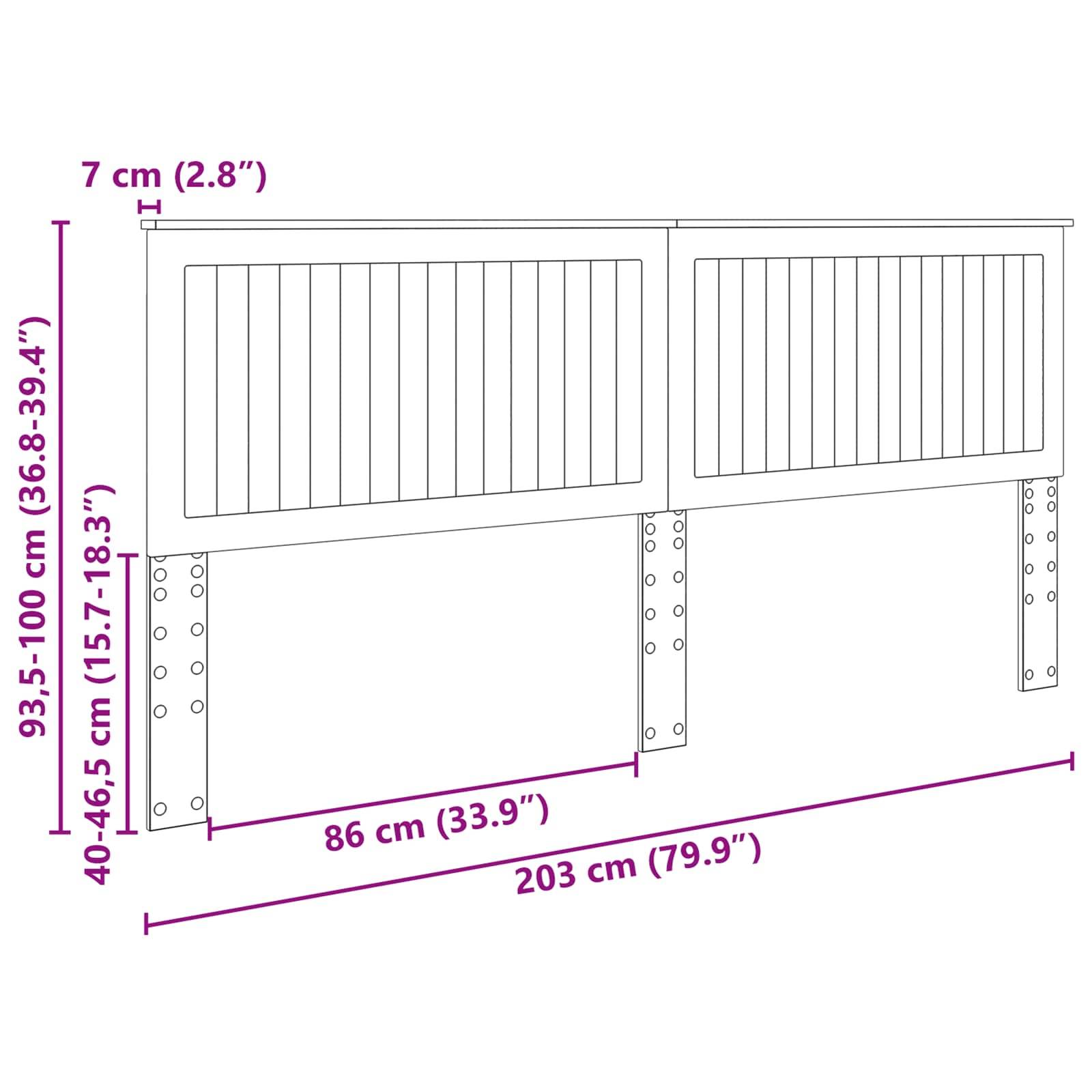 vidaXL Kopfteil mit Kopfteil Geräucherte Eiche 200 cm Holzwerkstoff