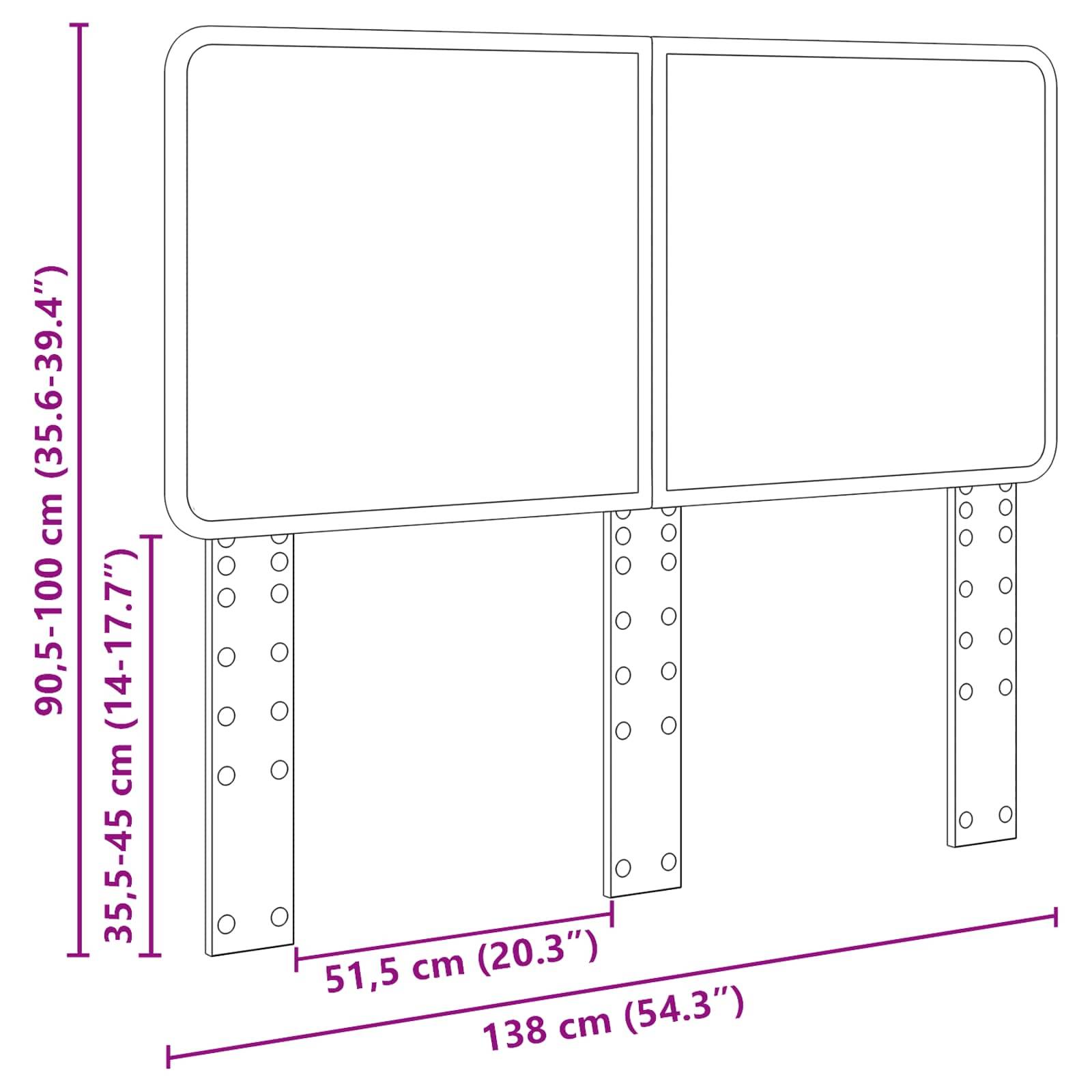 „Schemazeichnung einer doppelten Straßenschild-Struktur mit einstellbaren Höhen- und Breitenabmessungen in Zentimetern und Zoll.