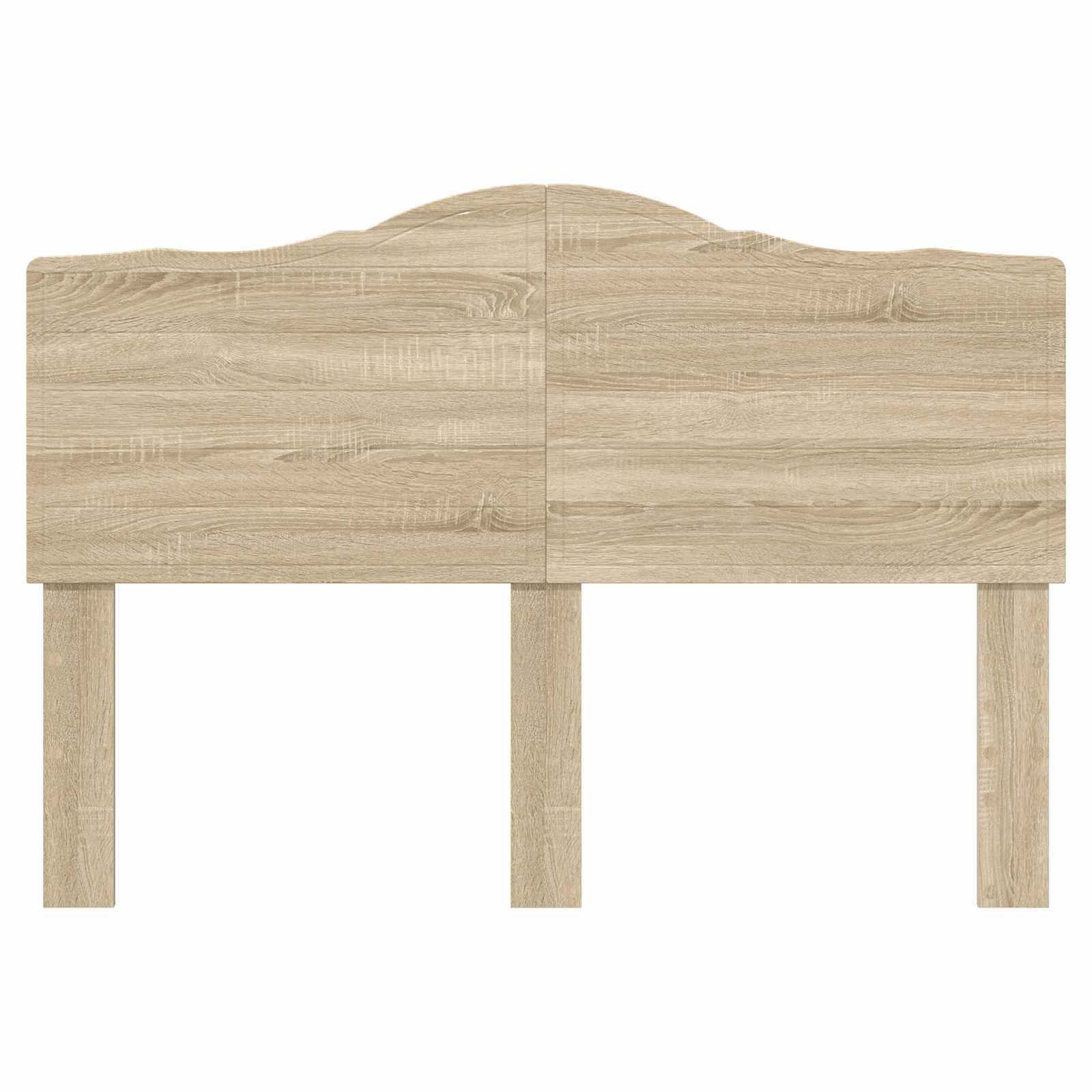 Holzkopfteil mit gewölbtem Design, mit hellem Eichenfinish und strukturierter Holzmaserung. Geeignet für die Befestigung an einem Bettgestell.
