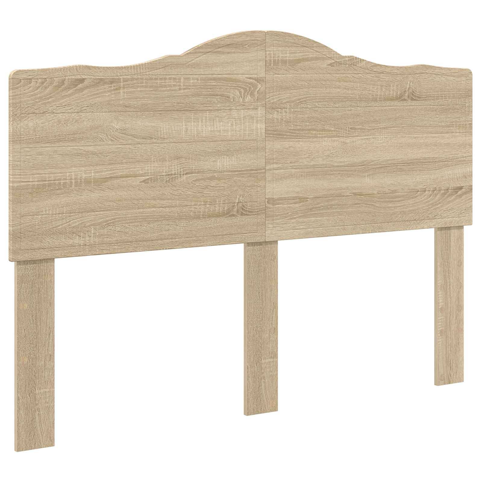 Ein leichtes Holzkopfteil mit gewölbtem Dach und einfachem Design, das ein natürliches Holzmaserungsmuster aufweist.